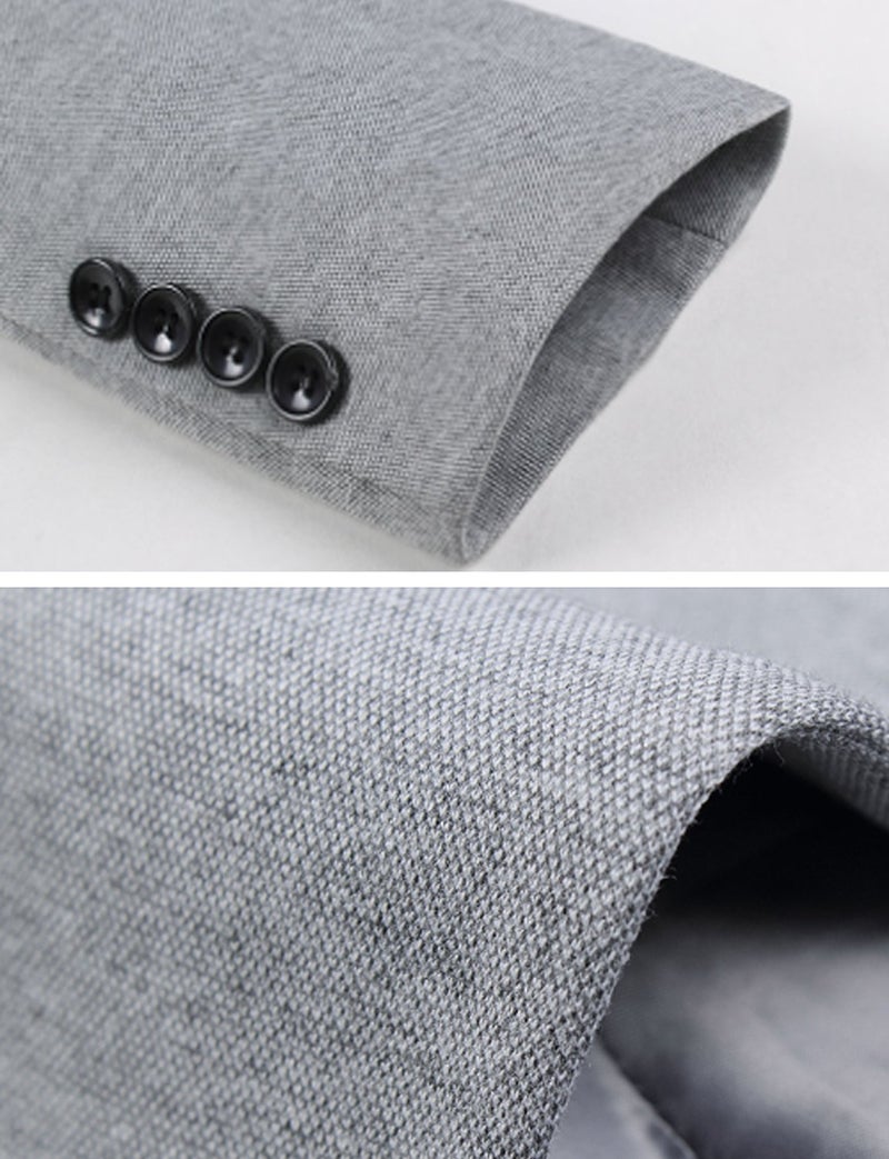 DAVID.ANN Men's Casual Fit One Button Center Vent Blazer Jacket,Grey #3625,Large - Image 4